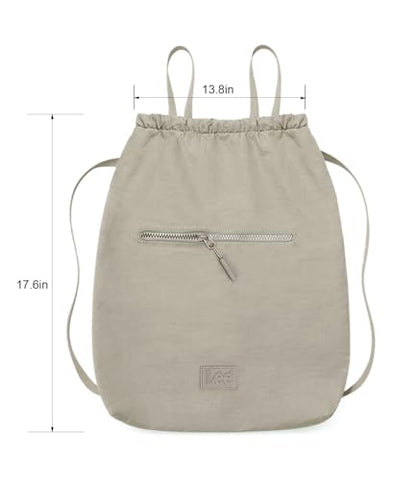 Montana West Lee Drawstring Backpack Bag Lightweight Small Gym Swim Beach Bag Water Resistant Sports Sackpack for Men Women, LEE48-002TN - color: Tan