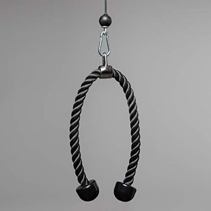 REP Fitness LAT Pulldown and Low Row Cable Machine Attachments and Functional Trainer Attachments – Curl Bar, D-Handle, Ankle Cuff, Tricep Rope, Sports Handle, Straight Bar, Row, Chinning Triangle - style: Tricep Rope