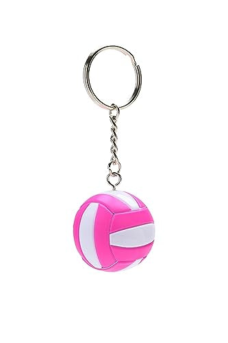 Tandem Sport Volleyball Key Chain - Mini Volleyball On Key Ring - Pink and White Volleyball Keychain for Backpacks, Gym Bags, Purses - Volleyball Themed Party Supplies - Gift for Volleyball Players - color: Pink Volleyball