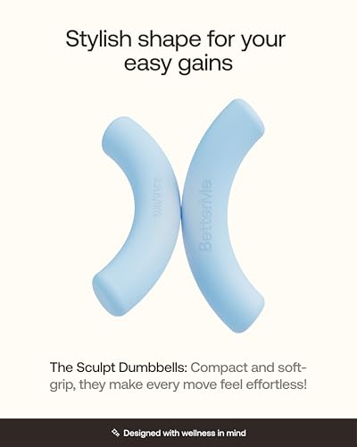 BetterMe Sculpt Dumbbells – 2.2 lb Pair Neoprene Hand Weights – Non-Slip Soft Grip Free Weights for Women – Compact Pilates, Barre & Home Workout Dumbbells - color: Serenity Blue