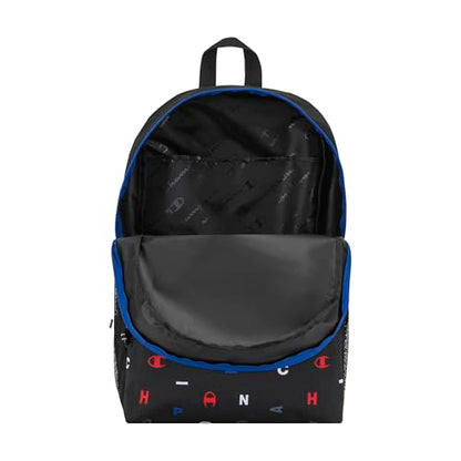Champion Kids' Merit Backpack with Padded Straps, Water Bottle Pocket and Laptop Compartment for Daily Use, Black Combo, One Size - color: Black Combo