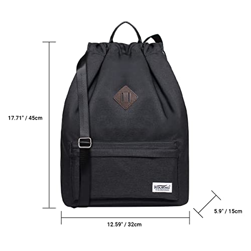 KAUKKO Drawstring Sports Backpack Gym Yoga Bag Shoulder Rucksack for Men and Women (3-BLACK) - color: Black (K1031-3)