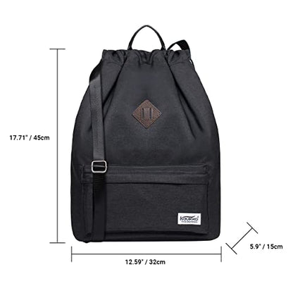 KAUKKO Drawstring Sports Backpack Gym Yoga Bag Shoulder Rucksack for Men and Women (3-BLACK) - color: Black (K1031-3)