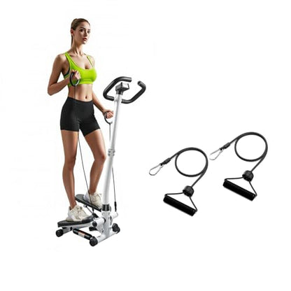 Steppers for Exercise at Home, Mini Stepper with Resistance Bands, Hydraulic Fitness Stepper with LCD Monitor, 360LBS Weight Capacity Portable Stair Stepper for Small Spaces - size: Large