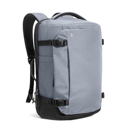 tomtoc Travel Backpack 28L, TSA Friendly Flight Approved Carry-on Luggage, Personal Item Travel Bag, Water-resistant Lightweight Business Rucksack, Durable Bag Fits 16 Inch Laptop - color: Silver Gray-ripstop, size: 28L