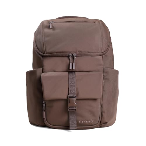 Itzy Ritzy Belong Bucket Backpack – Lightweight Diaper Bag Backpack Featuring 16 Pockets, Bucket Top Opening, Stroller Straps & Changing Pad – Organized and Stylish Everyday Family Backpack (Mocha) - color: Chocolate