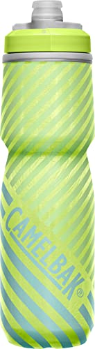 CamelBak Podium Chill Insulated Bike Squeeze Water Bottle, Cold Retention for Cycling, 24oz, Lime/Blue Stripe - color: Lime/Blue Stripe