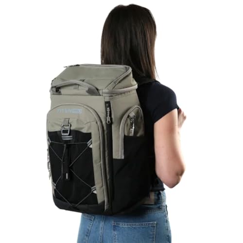 Insulated Backpack Cooler with Ice Walls - color: Taupe-Beige