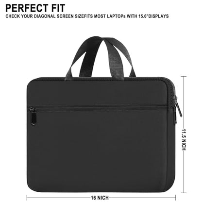 Laptop Bag 15.6 Inch, Durable Briefcase Handbag Protective Computer Case with Front Pocket, Water Resistant Carrying Laptop Sleeve Compatible with HP, Dell, Lenovo, Asus, Black