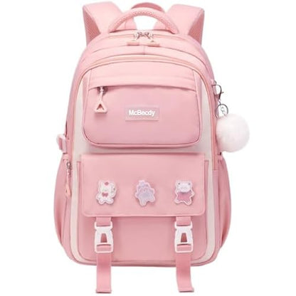 School Backpacks for Girls, Middle Schoolbag Elementary Student Bookbag, Large Casual School Daypacks for Teens Girls (Pink) - color: Pink