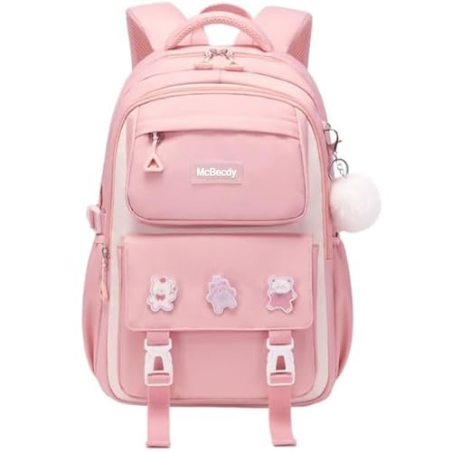 School Backpacks for Girls, Middle Schoolbag Elementary Student Bookbag, Large Casual School Daypacks for Teens Girls (Pink) - color: Pink