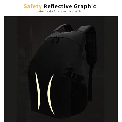 Motorcycle Helmet Backpack，15.6-inch Laptop Compartment, High Reflective Strips, Ideal for Riders’ Commuting & Fitness.
