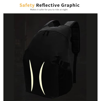 Motorcycle Helmet Backpack，15.6-inch Laptop Compartment, High Reflective Strips, Ideal for Riders’ Commuting & Fitness.