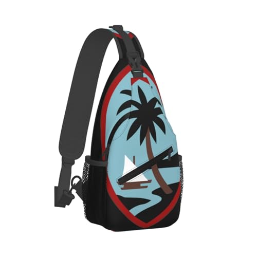 Guam Arng Sling Backpack Chest Daypack Crossbody Crossbody Shoulder Bags For Travel Sports Running Hiking, Black