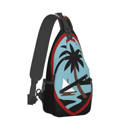Guam Arng Sling Backpack Chest Daypack Crossbody Crossbody Shoulder Bags For Travel Sports Running Hiking, Black