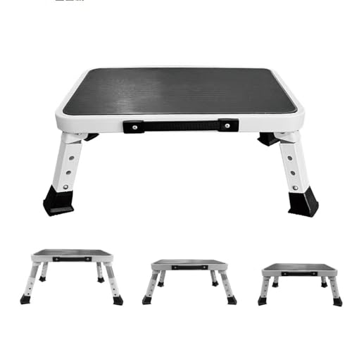 RV Step Stool Foldable Adjustable Step Ladder Sturdy Metal Stable Step Stool with a Non-Slip Platform Supports up to 500 lb with Non-Slip Rubber Feet