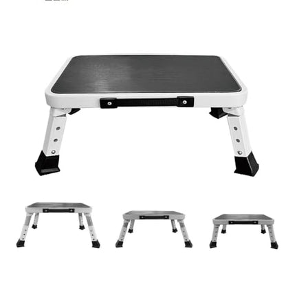 Foldable Step Stool, Adjustable Step Stool with a Non-Slip Platform, Step Ladder with Thick Rubber Feet for Adults Children in Kitchen, Bedroom, Office, Rv, 330 Lbs Capacity