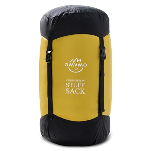 Compression Sack, 12L/19L/32L/46L/53L Water-Resistant Sleeping Bag Stuff Sack,Anti-Tear Ultra Light 400T 20D Nylon Storage Bag,Space Saving Gear for Camping Hiking Travel 1Pcs - color: Yellow, size: M/19L