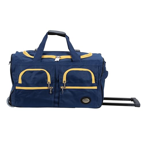 Rockland Rolling Duffel Bag, Black, 22" - color: NAVY, size: 30"