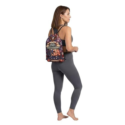 250 Aniversary American Flags Drawstring Backpack, Lightweight Cinch String Sports Sackpack for Men & Women,pack of 2 - color: 250th Anniversary-01