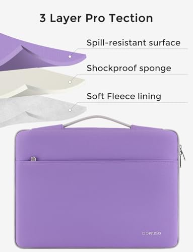 DOMISO 14 inch Laptop Case Sleeve Protective Cover Compatible with 15 inch MacBook Air M4 M3 M2,MacBook Pro,14-15 inch HP Dell ASUS Lenovo Chromebook,Waterproof Computer Cases Bag with Handle,Purple - color: Purple, size: 14" Laptop/15" for mac book