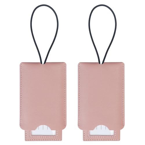 Gloppie 2 Pack Luggage Tags for Suitcases Travel Bag PU Leather Luggage Tags with Privacy Cover Pink - color: Pink