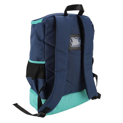 Bnineteenteam Soccer Backpack, Youth Soccer Bag Sweat Wicking Breathability Football Bag with Ball Compartment and Shoe Compartment for Activities - color: Green with Blue, size: Children Size (Fits Size 4 Ball)