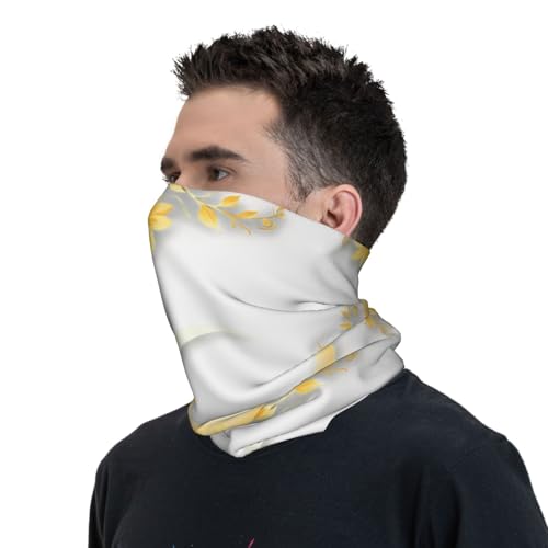 Golden Flowers Moon Prints Multifunctional Sport Headband – Seamless Stretch Neck Gaiter for Hiking, Biking, Running & Outdoor Activities – Soft, Quick-Dry, No-Fade Design