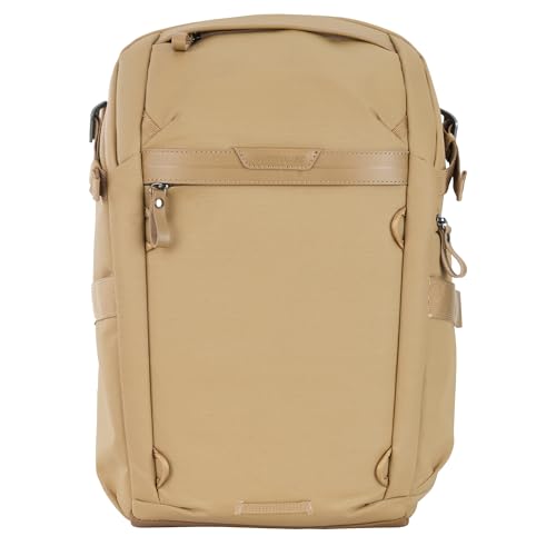 VANGUARD VEO Metro B20L Camera & Everyday Backpack (Beige) – Fits 70–200mm Attached, 14" Laptop Storage, Convertible Daypack Design, Carry-On Ready - color: Beige, size: 20L