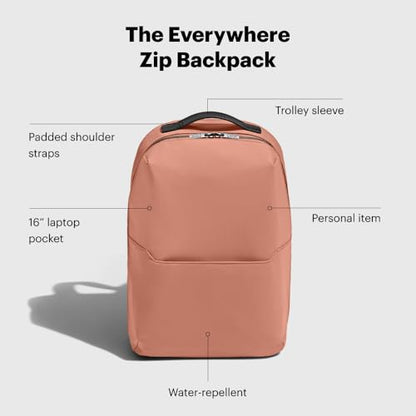 Away The Everywhere Zip Backpack - Personal Item Airline Approved Backpack with 16” Padded Laptop Sleeve, Water Bottle Pocket, Interior and Exterior Pockets - Fits Up to 16-Inch Laptops - Clay Pink - color: Clay Pink