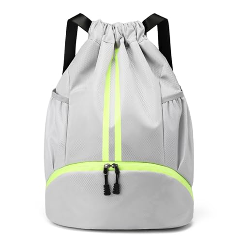 PinCute Drawstring Backpack for Women Men, Gym Bag for Soccer, Basketball, Swim, Beach, Water-Resistant Sports Backpack with Wet Pocket and Shoe Compartment, Grey - color: Grey