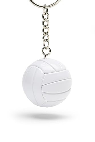 Tandem Sport Volleyball Key Chain - Mini Volleyball On Key Ring - Volleyball Keychain for Backpacks, Gym Bags, Purses - Volleyball Themed Party Supplies - Gift for Volleyball Players - color: White Volleyball