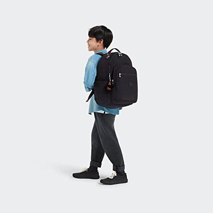 Kipling Women's Seoul 15" Laptop Backpack, Durable, Roomy with Padded Shoulder Straps, Built-In Protective Sleeve - color: True Black, size: 12.75''L x 17.25''H x 8''D
