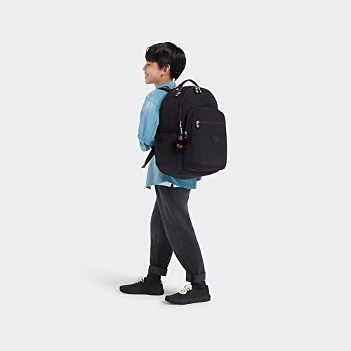 Kipling Women's Seoul 15" Laptop Backpack, Durable, Roomy with Padded Shoulder Straps, Built-In Protective Sleeve - color: True Black, size: 12.75''L x 17.25''H x 8''D
