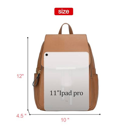KKXIU Trendy Leather Backpack Purse for Women and Ladies Shoulder Travel Daypacks Bags (A-Brown) - color: A-brown, style: Backpack