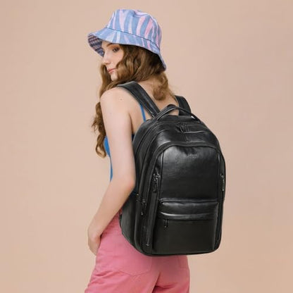 LATMAP Backpack Purse for Women Men Faux Leather Backpack, Travel Work Laptop Back Pack Teacher Bookbag fits 15.6" Laptop, Black - color: Style2-black1
