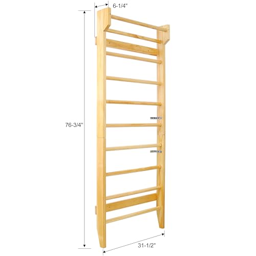 Wall-Mounted Wooden Stall Bars for Home Gym - Swedish Ladder for Stretching, Strength Training & Yoga - Durable Multi-Functional Fitness Equipment - size: 31.5"W x 76.7"H