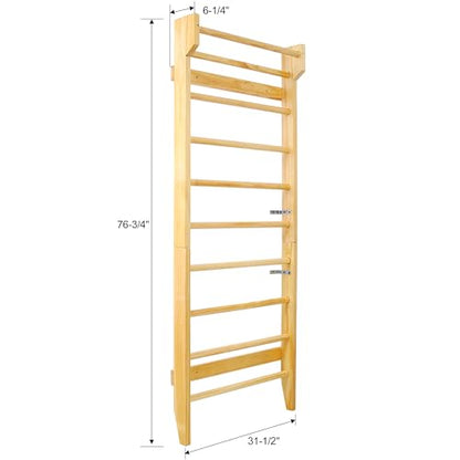 Wall-Mounted Wooden Stall Bars for Home Gym - Swedish Ladder for Stretching, Strength Training & Yoga - Durable Multi-Functional Fitness Equipment - size: 31.5"W x 76.7"H