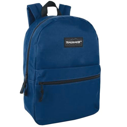 Trail maker Classic 17 inch Backpacks with Adjustable Padded Straps | School Backpacks for Girls, Boys (Navy) - color: Navy