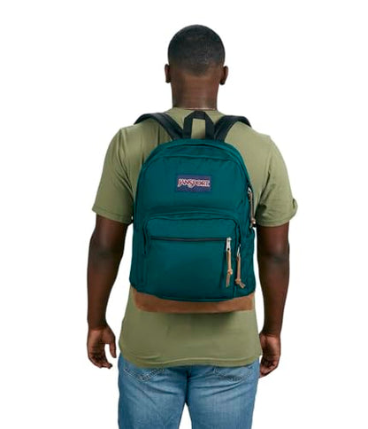 JanSport Right Pack Backpack - Durable Daypack with Padded 15" Laptop Sleeve, Spacious Main Compartment & Integrated Water Bottle Pocket - Deep Juniper - color: Deep Juniper
