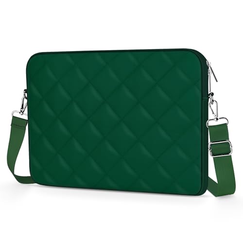 Puffy Quilted Laptop Sleeve with a Removable Shoulder Strap Compatible with MacBook Air 13 inch M2 A2681 M1 A2337 A2179 A1932 2023-2018/Pro 13 M2 M1 A2338 A2251 A2289 A2159 A1989 A1706 A1708 - color: Sleeve - Blackish Green, size: 13 inch