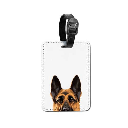 WIRESTER PU Leather Luggage Tag Name Tag Bag Tag for Travel Suitcase Baggage Luggage - Black Tan German Shepherd Dog - color: Black Tan German Shepherd Dog