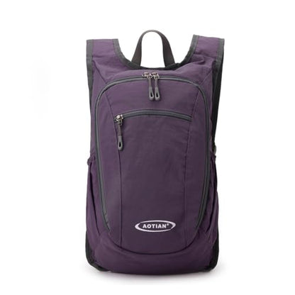 Daypack Unisex Casual Backpack With Large Capacity, Foldable, Lightweight, Durable Outdoor Hiking(PURPLE) - color: Purple