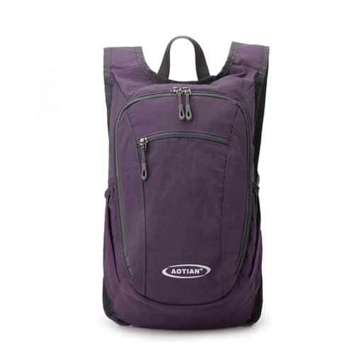 Daypack Unisex Casual Backpack With Large Capacity, Foldable, Lightweight, Durable Outdoor Hiking(PURPLE) - color: Purple