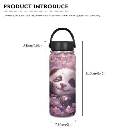 Flashideas Cherry Blossom Panda Backpack for Kids Girls Backpack with Lunch Box Water Bottle 32 oz and Water Bottle Bag 4Pcs Set 17" Elementary Bookbag with Compartments for School Sturdy School Bag - color: Cherry Blossom Panda
