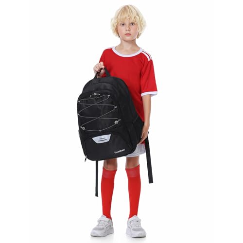 Hsmihair Youth Soccer Bag-Soccer Backpack&Backpack for Football Basketball,with Ball Compartment Separate Cleat Package - color: Black