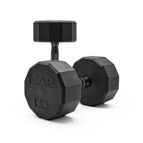 CAP Barbell Coated Dumbbell Weight | Multiple Options Pairs & Sets - size: 35 lb - Pair, style: 12-Sided - Black Handle