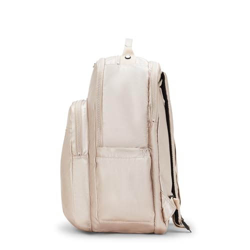 Kipling Women's Seoul Extra Large 17" Laptop Backpack, Durable, Roomy with Padded Shoulder Straps, Built-In Protective Sleeve - color: Quartz Metallic, size: 13.5''L x 17.75''H x 9''D