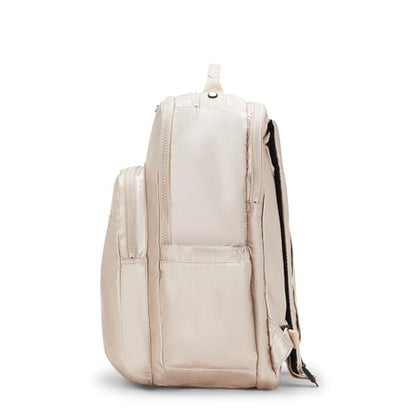 Kipling Women's Seoul Extra Large 17" Laptop Backpack, Durable, Roomy with Padded Shoulder Straps, Built-In Protective Sleeve - color: Quartz Metallic, size: 13.5''L x 17.75''H x 9''D