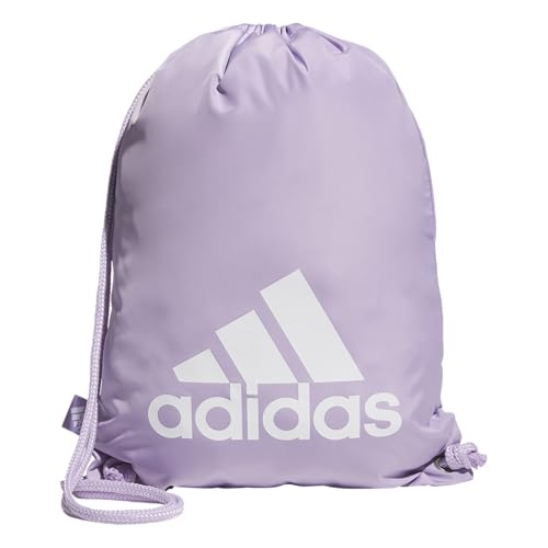 adidas Ready Sackpack – Drawstring Backpack Lightweight Small Gym Bag - color: Powder Plum Purple/White/1.0